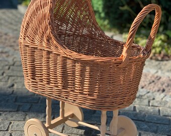 wicker baby doll carriage