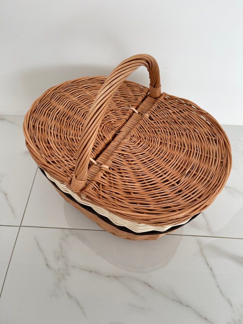 Picnic Basket Picnic Wicker Basket Handwoven Picnic Basket Etsy