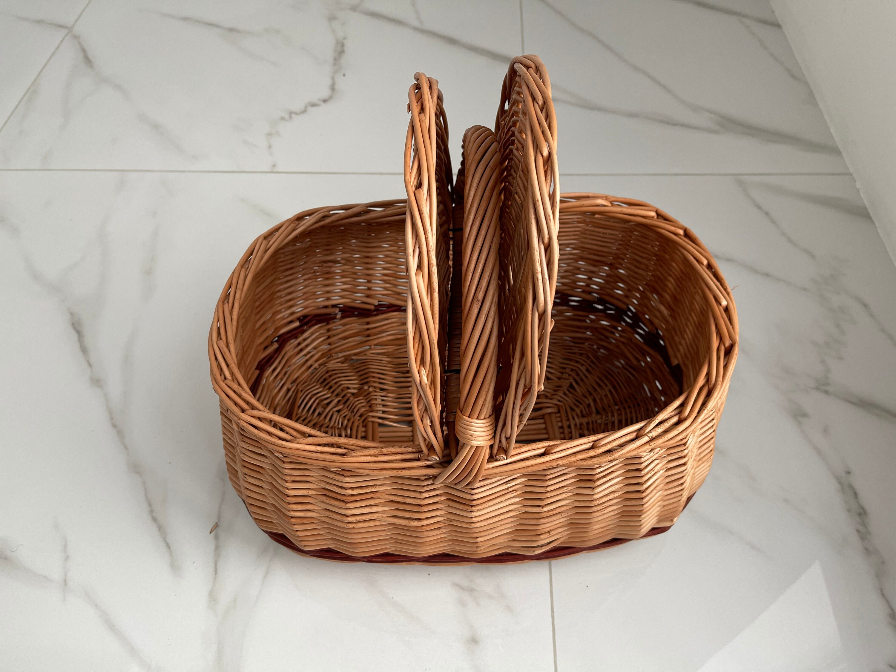 Picnic Wicker Basket Handwoven Picnic Basket Basket With Lid Etsy