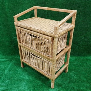 Rattan Chest of Drawers, Wooden Dresser, Handmade Chest of Drawers with Frame,  Chest of Drawers for Bedroom