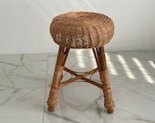 Rattan wicker round stool or teatable