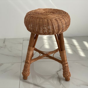 Rattan wicker round stool or teatable