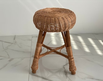 Rattan wicker round stool or teatable