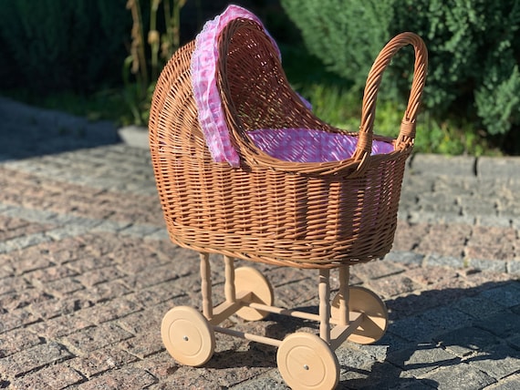 wicker baby pram
