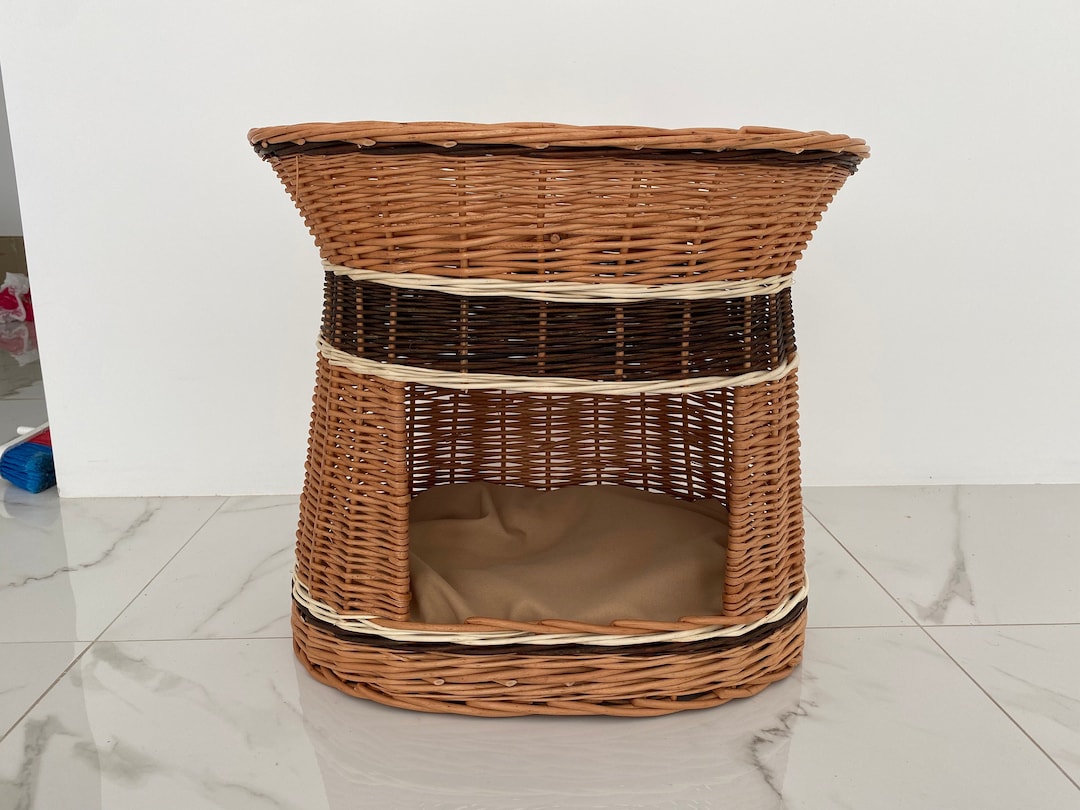 View of Wicker Pet Carrier, Pet Basket, House for Animals - Etsy