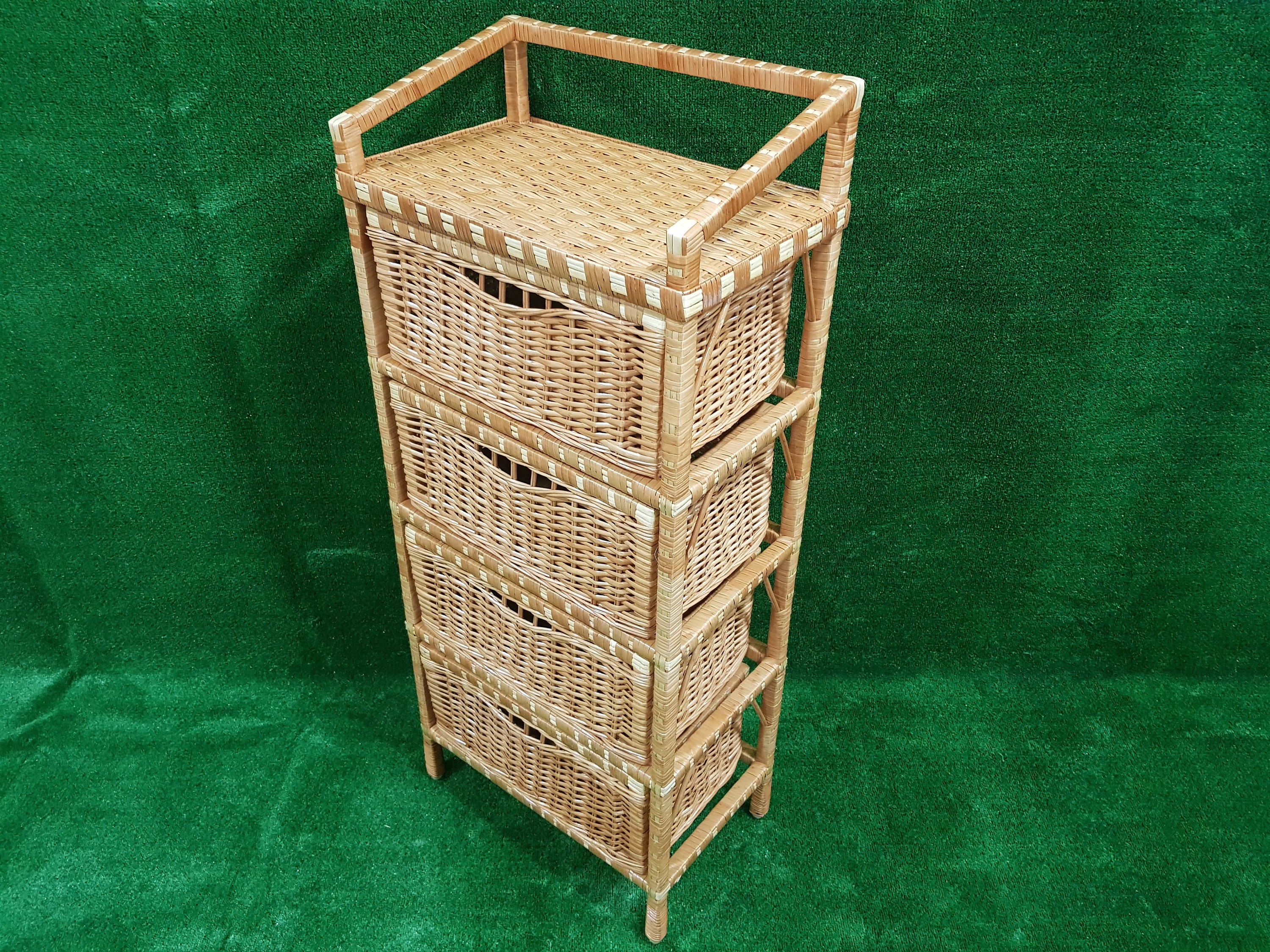 Handwoven Wicker Dresser: 4-Drawer Rustic Storage Chest