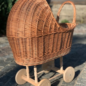 Wicker Baby Carriage, Doll Stroller, Doll Pram, Wicker Doll Stroller, Wicker Doll Pram, Wicker Willow Doll Stroller image 4