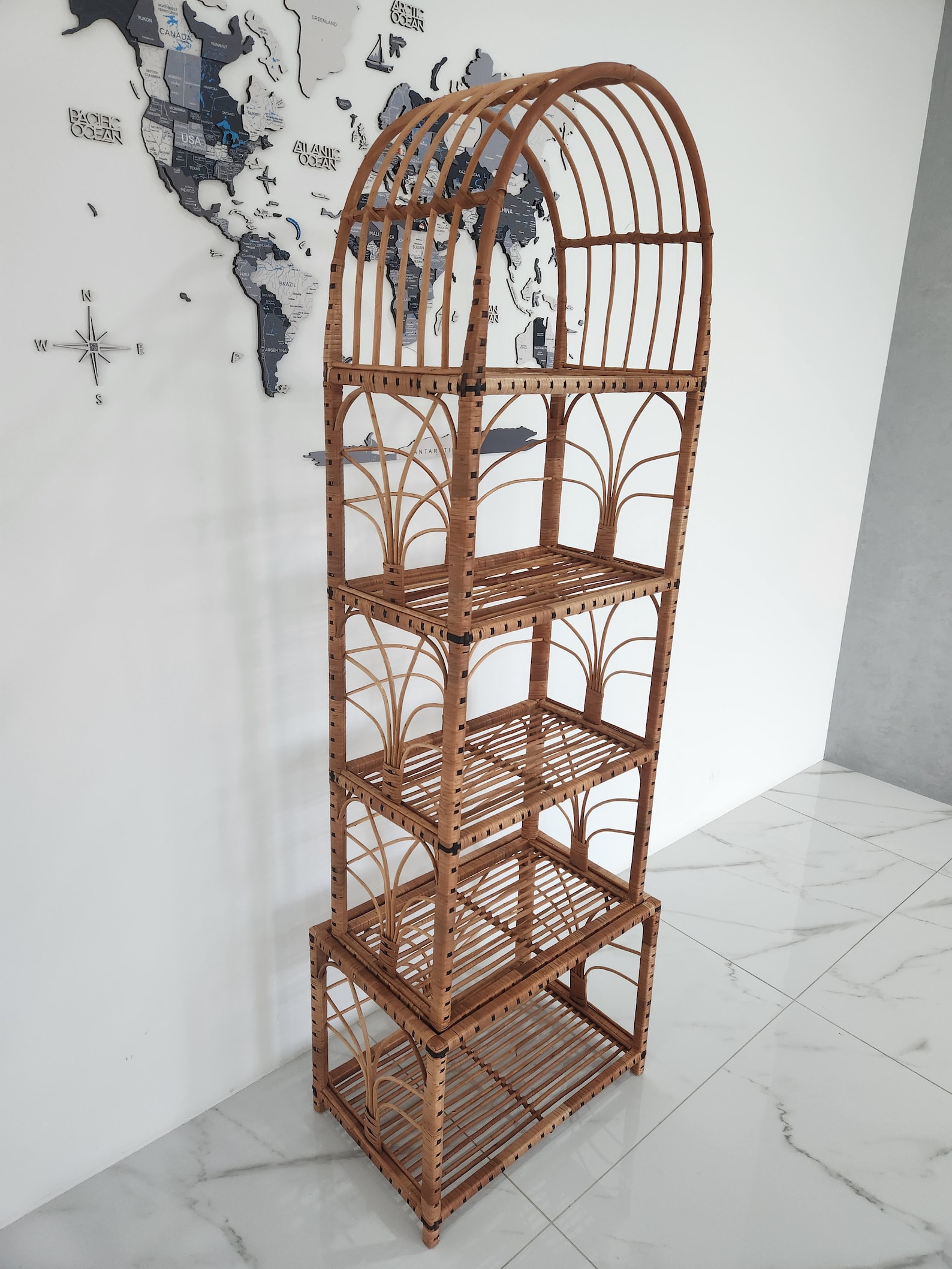 Upcycle Rattan Bookcase Handmade Rattan Arched Bookcase, Wicker Shelf Unit - Etsy