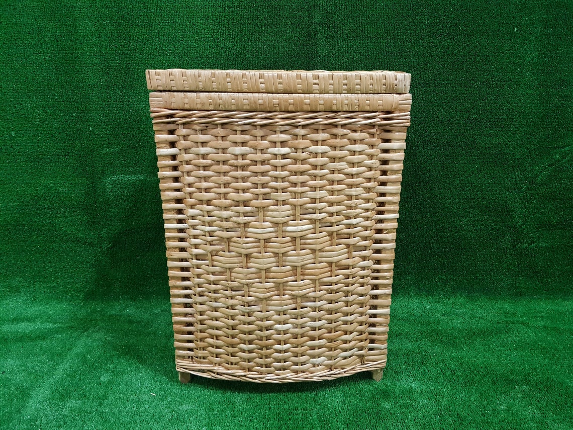 Wicker Laundry Basket With Lid Wicker Basket Wicker Basket Etsy