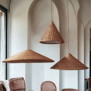 Geflochtenes Rattan Pendelleuchte, Lampenschirm im Vintage-Stil