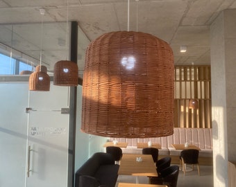 Rattan Pendant Light Shade, Woven Ceiling Lamp, Boho Decor