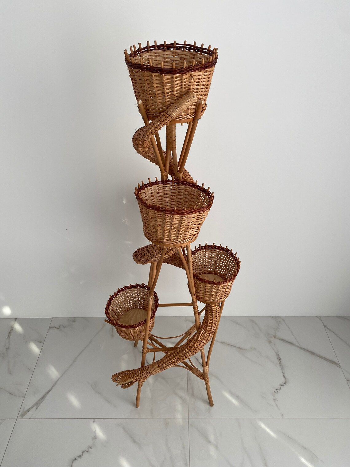 Wicker Flower Pot Holder Plant stand wicker Wicker Flower Etsy