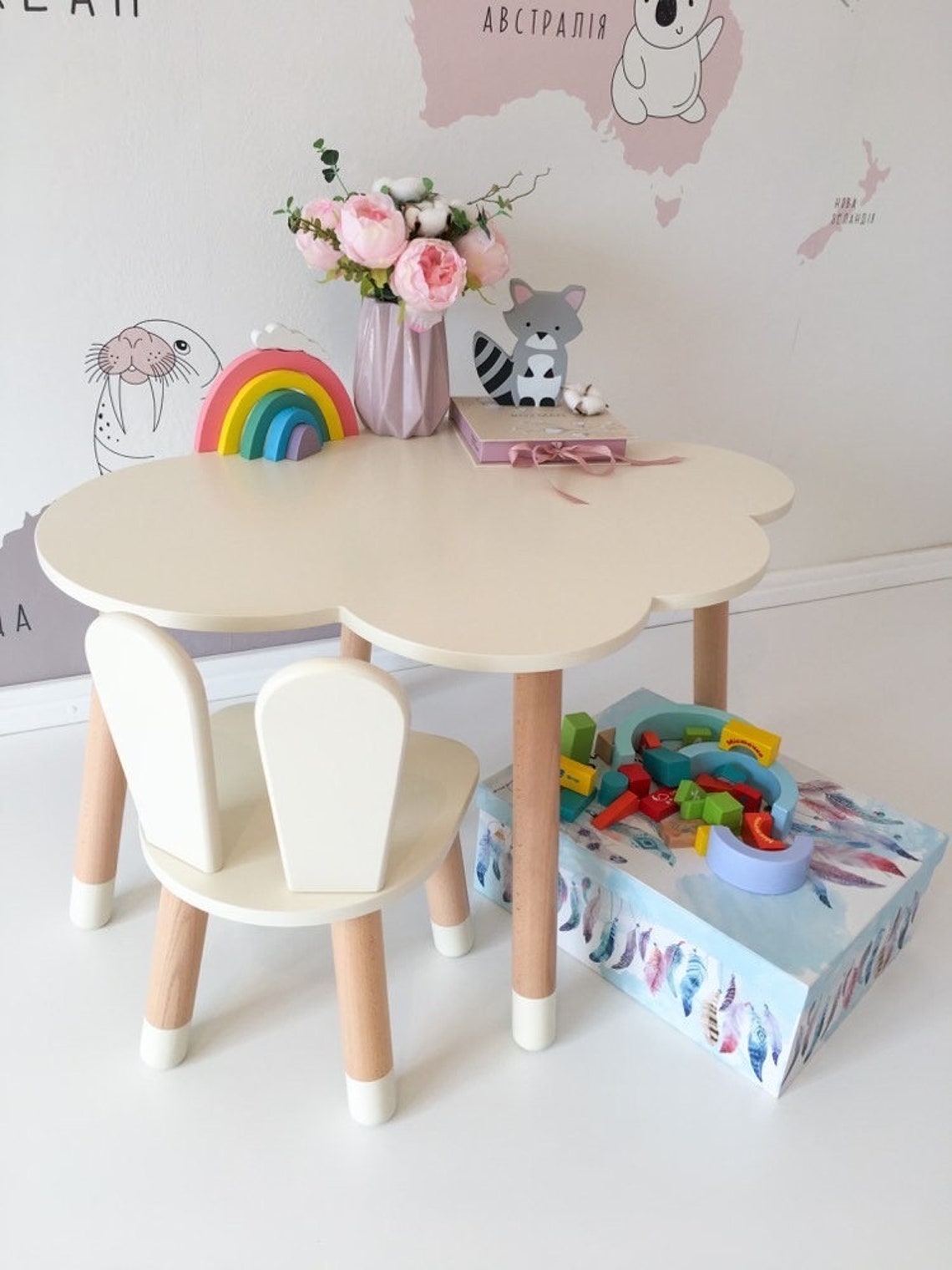 Kids Table and Chairs Children Desk Chair Set - Etsy