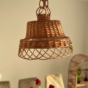 Lamp Rattan Chandelier Hanging Lamp Suspension Rotan Natural Lamp, Wicker Lamp Boho Style, Lampshade Pendant