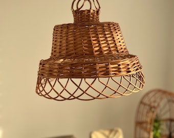Rattan Chandelier, Boho Wicker Hanging Lamp