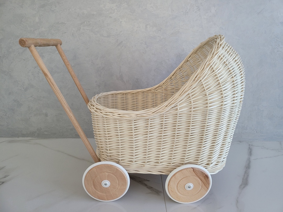 Wicker Baby Carriage, Doll Stroller, Doll Pram, Wicker Doll Stroller, Wicker Doll Pram, Wicker