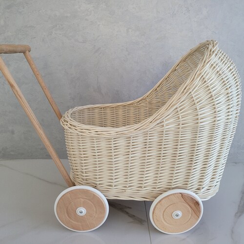 Wicker Baby Carriage Doll Stroller Doll Pram Wicker Doll Etsy