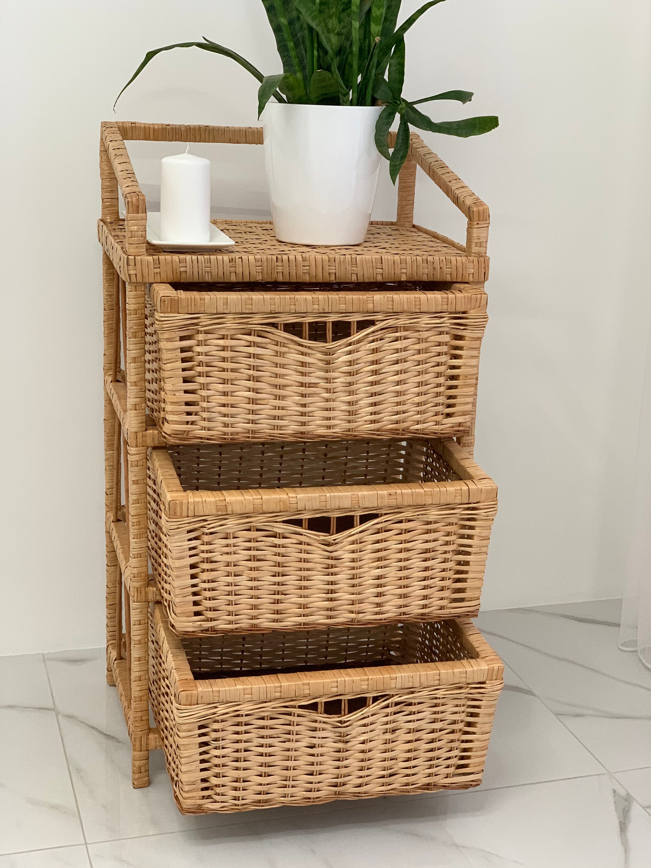 Сhest of drawers Wicker Dresser chest of 3 drawers Etsy