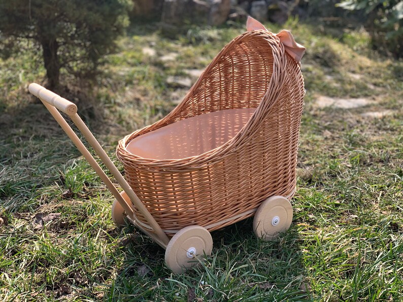 Wicker Baby Carriage Doll Stroller Doll Pram Wicker Doll Etsy