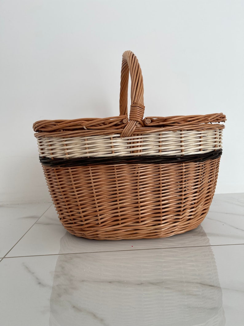 Picnic Basket Picnic Wicker Basket Handwoven Picnic Basket Etsy