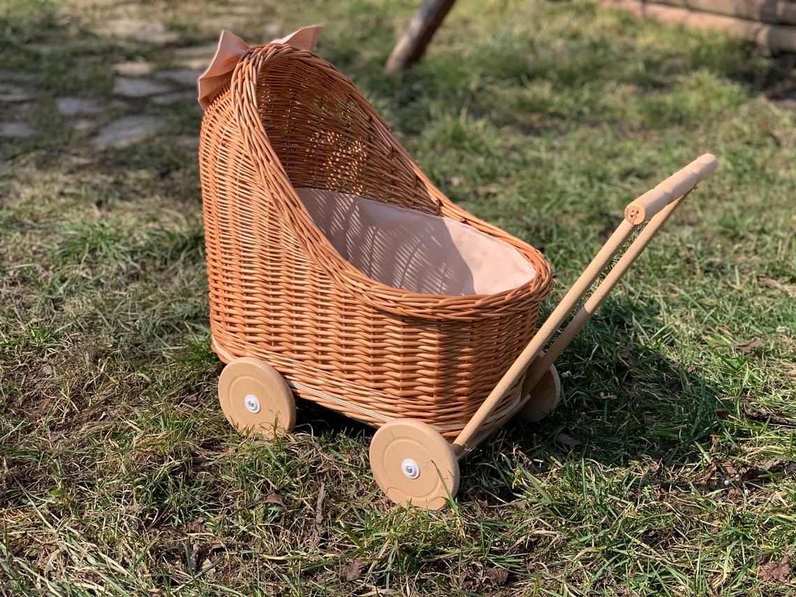 Wicker Baby Carriage Doll Stroller Doll Pram Wicker Doll Etsy