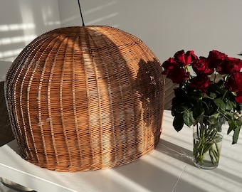 Handmade Rattan Pendant Light, Boho Wicker Lamp Shade