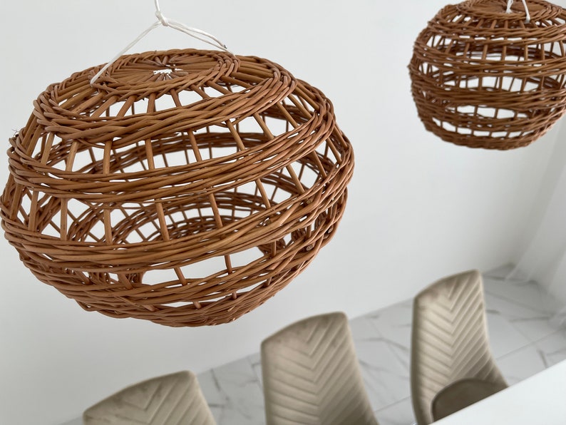 Wicker Lamp Shade Ceiling Lampshade Rattan Etsy