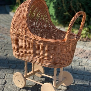 Wicker Baby Carriage, Doll Stroller, Doll Pram, Wicker Doll Stroller, Wicker Doll Pram, Wicker Willow Doll Stroller image 1