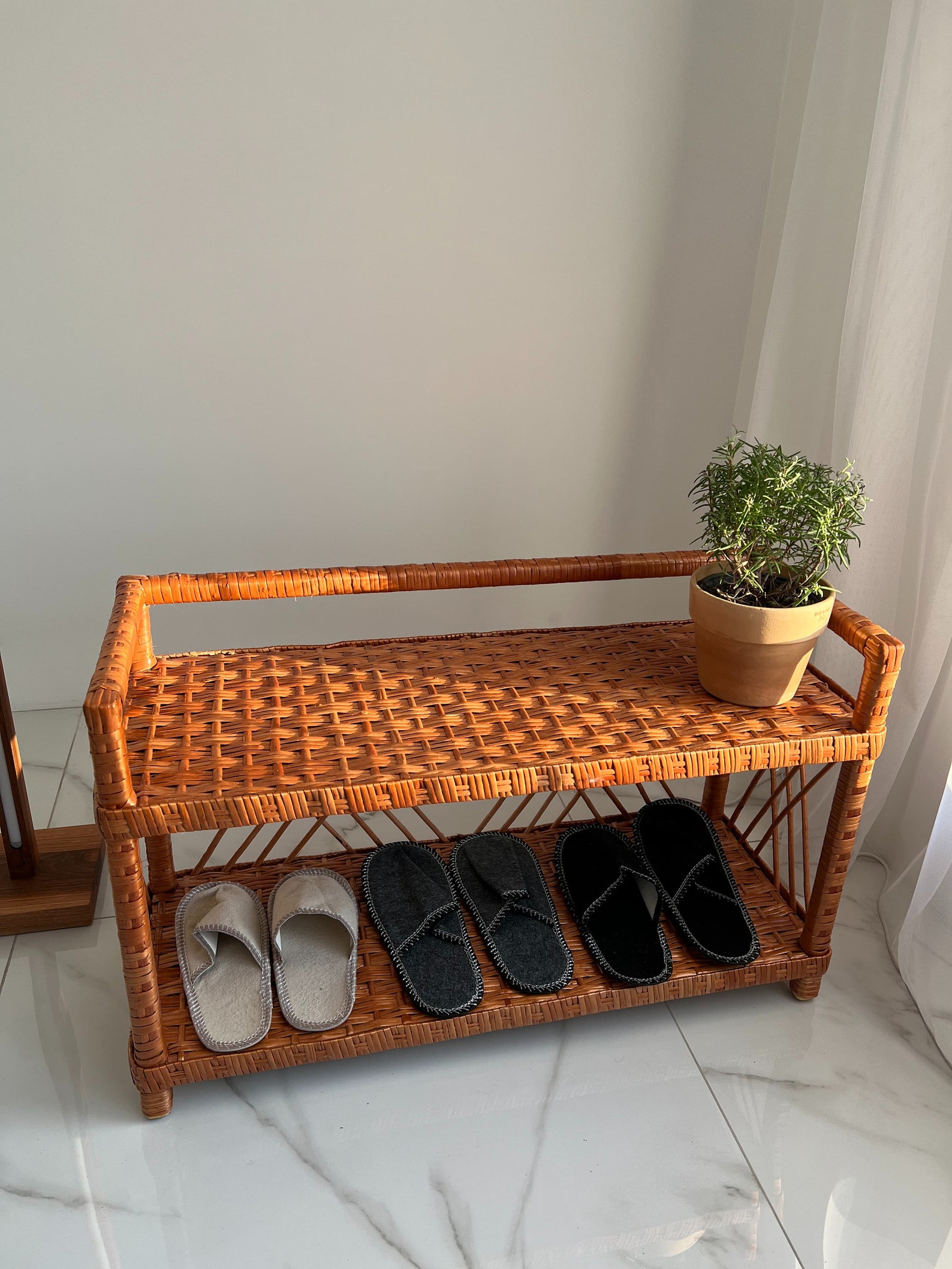 Wicker Shelf Wicker Shoe Rack Shoe Rack Bench Wicker Shelf Etsy
