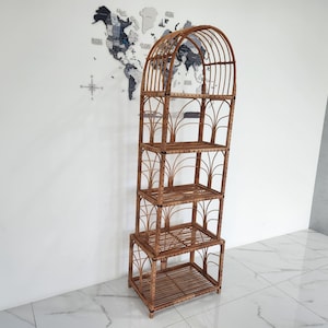 35/47/53/67 &quot; tall handmade rattan shelf wicker shelf planter arched top bookcase wicker furniture rattan furniture kitchen shelving unit