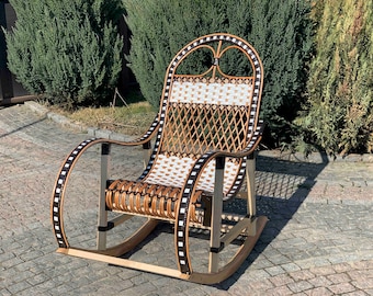 Handcrafted Wicker Rocking Chair: Boho Rustic Home Decor