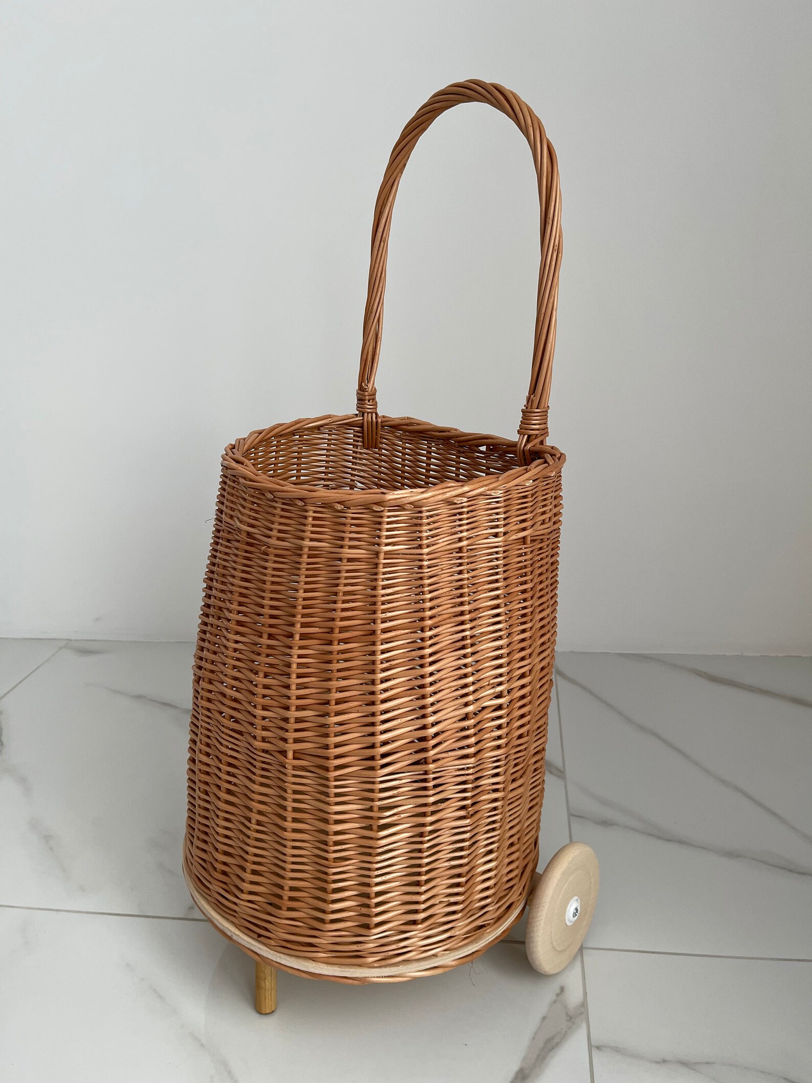 Wicker Shopping Cart With Handle Willow Shopping Cart Etsy