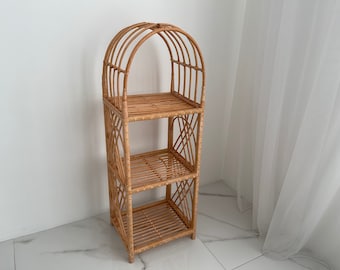 ラタン製4段シェルフ Amazon｜FZYUAN ラタン コーナーキャビネット 4段 コーナー 本棚 細長