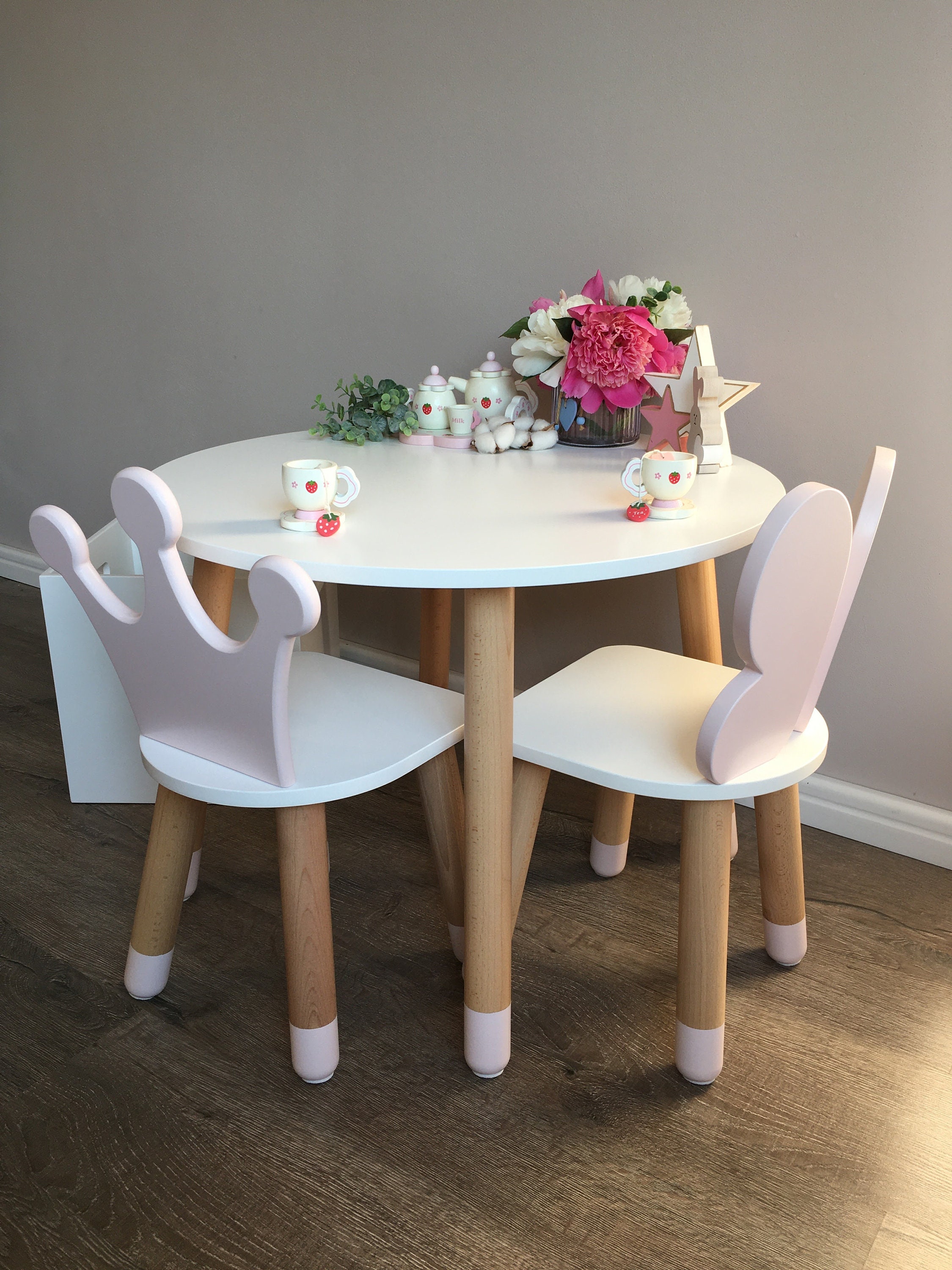 Kids Wooden Table and Chairs Set: Children's Game Table - Etsy