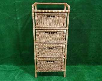 Handwoven Wicker 4-Drawer Dresser: Boho Storage Chest (43x51x14 inches)