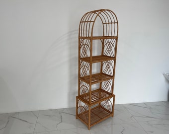 Handmade Wicker Shelf, Tall Rattan Bookshelf, Plant Stand