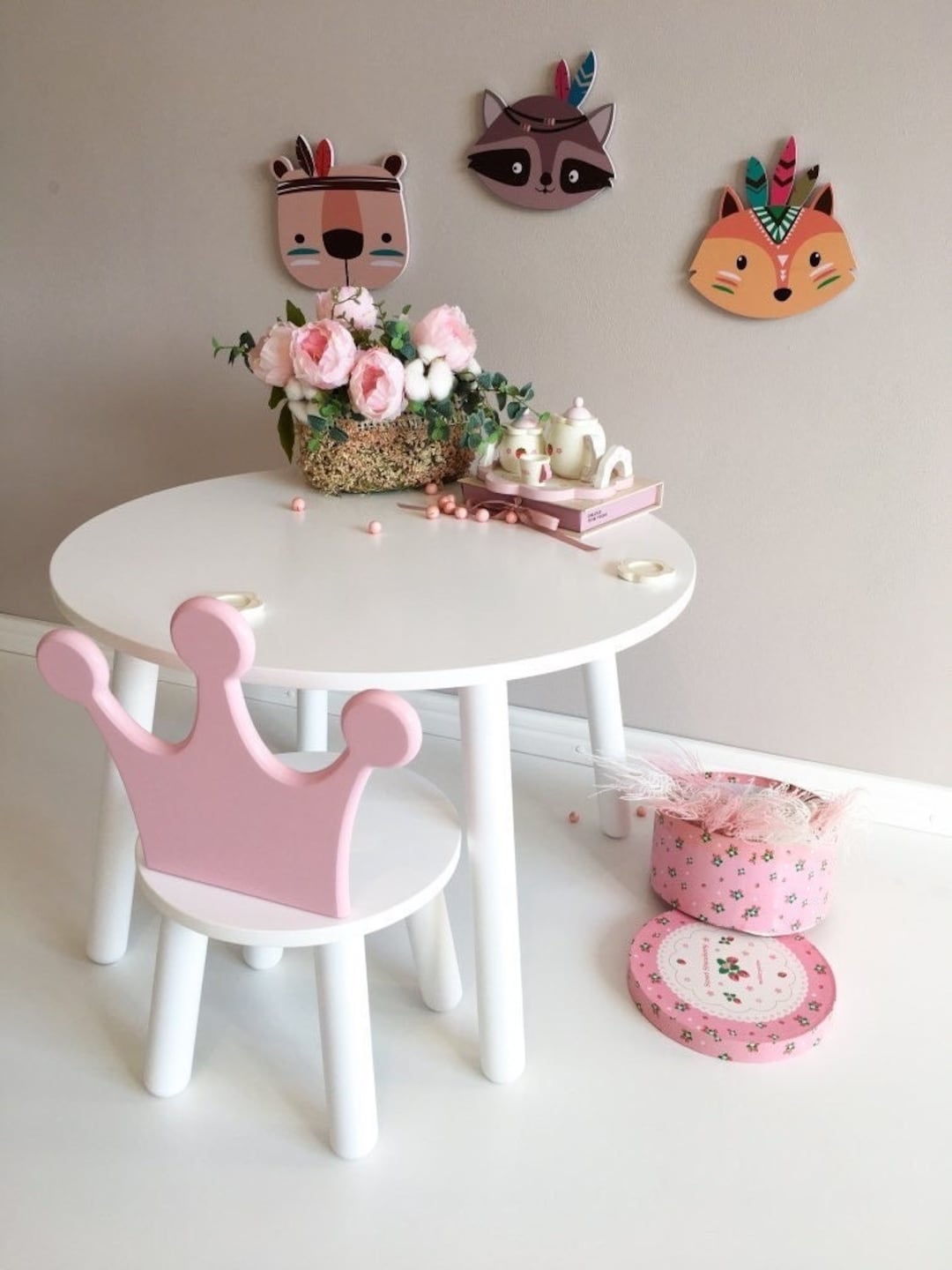 Child Table and Chairs Set, Kids Game Table and Chairs, Children Table