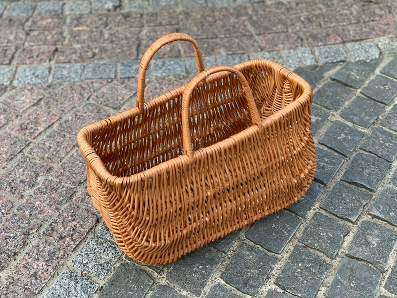 Wicker shopping bag, Handwoven Picnic Basket, Picnic Wicker Basket, Picnic Basket, Country Basket image 3