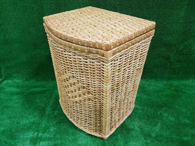 Wicker Laundry Basket With Lid Wicker Basket Wicker Basket Etsy