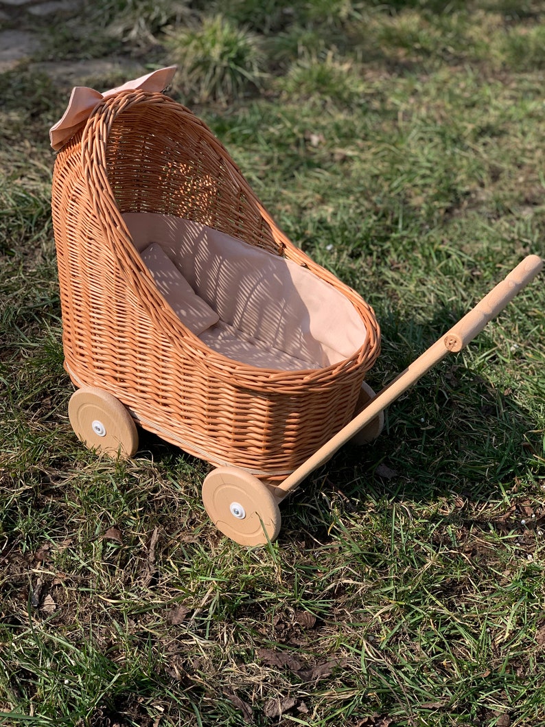 Wicker Baby Carriage Doll Stroller Doll Pram Wicker Doll Etsy