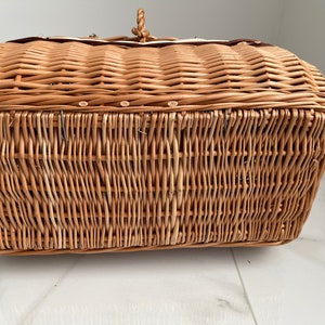 Picnic basket, Picnic Wicker Basket, Wicker Market Shopping, Picnic Basket, Handmade, Three Color Basket with One Top Handle Medium Size image 6