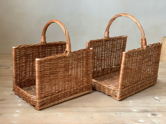 Panier de bois de chauffage, grand panier en osier, panier de bois