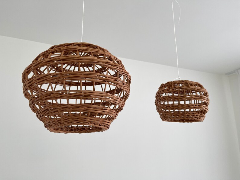 Wicker Lamp Shade Ceiling Lampshade Rattan Etsy