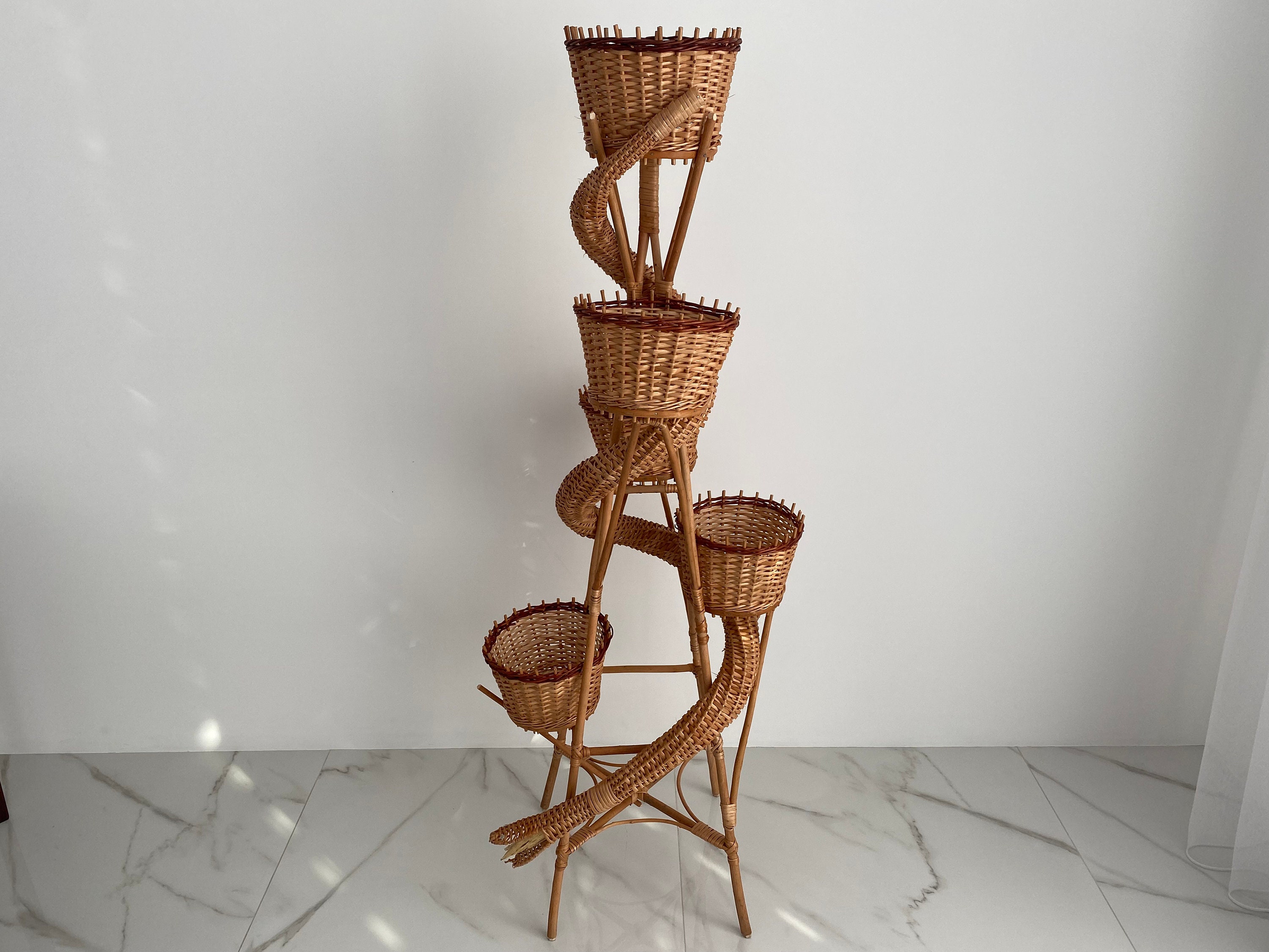 Wicker Flower Pot Holder Plant stand wicker Wicker Flower Etsy