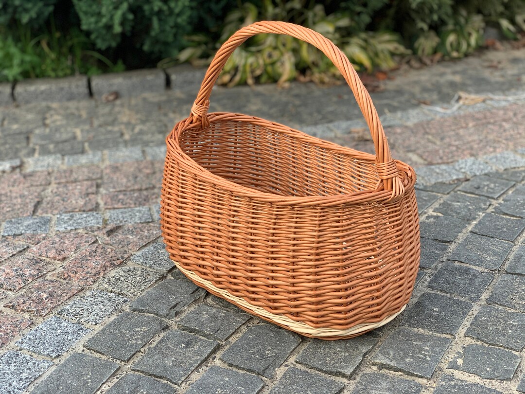 Willow Market Basket, Kids Willow Basket, Round Handled Basket, Flower