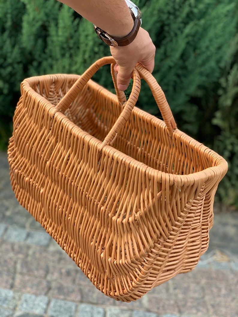 Wicker shopping bag, Handwoven Picnic Basket, Picnic Wicker Basket, Picnic Basket, Country Basket image 2