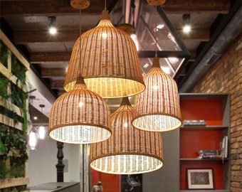 Pantalla de lámpara colgante de enredadera tejida: decoración bohemia