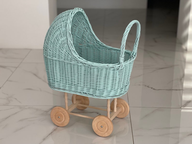 Wicker Baby Carriage Doll Stroller Doll Pram Wicker Doll Etsy