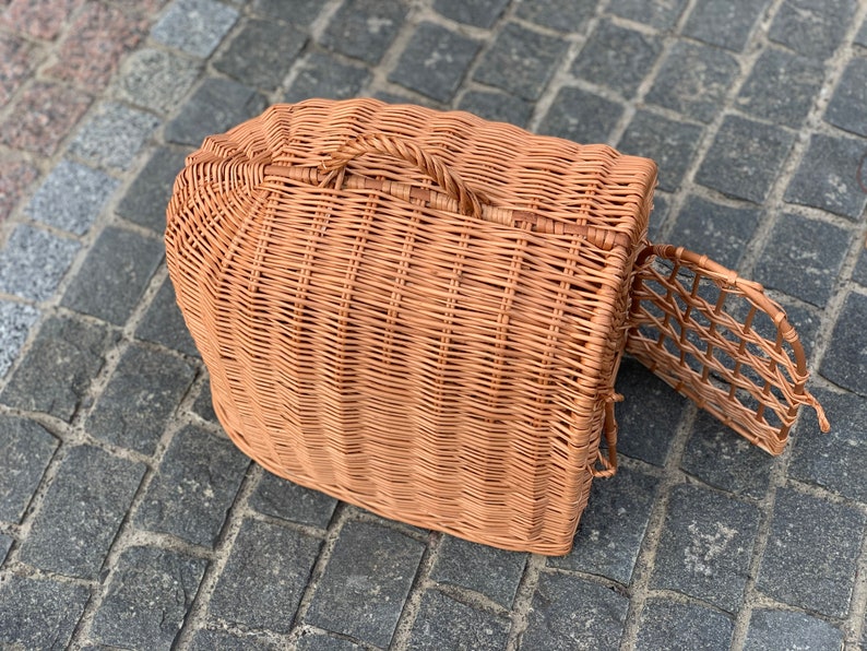 Image showcasing Wicker Pet Carrier, Pet Basket, House for Animals - Etsy