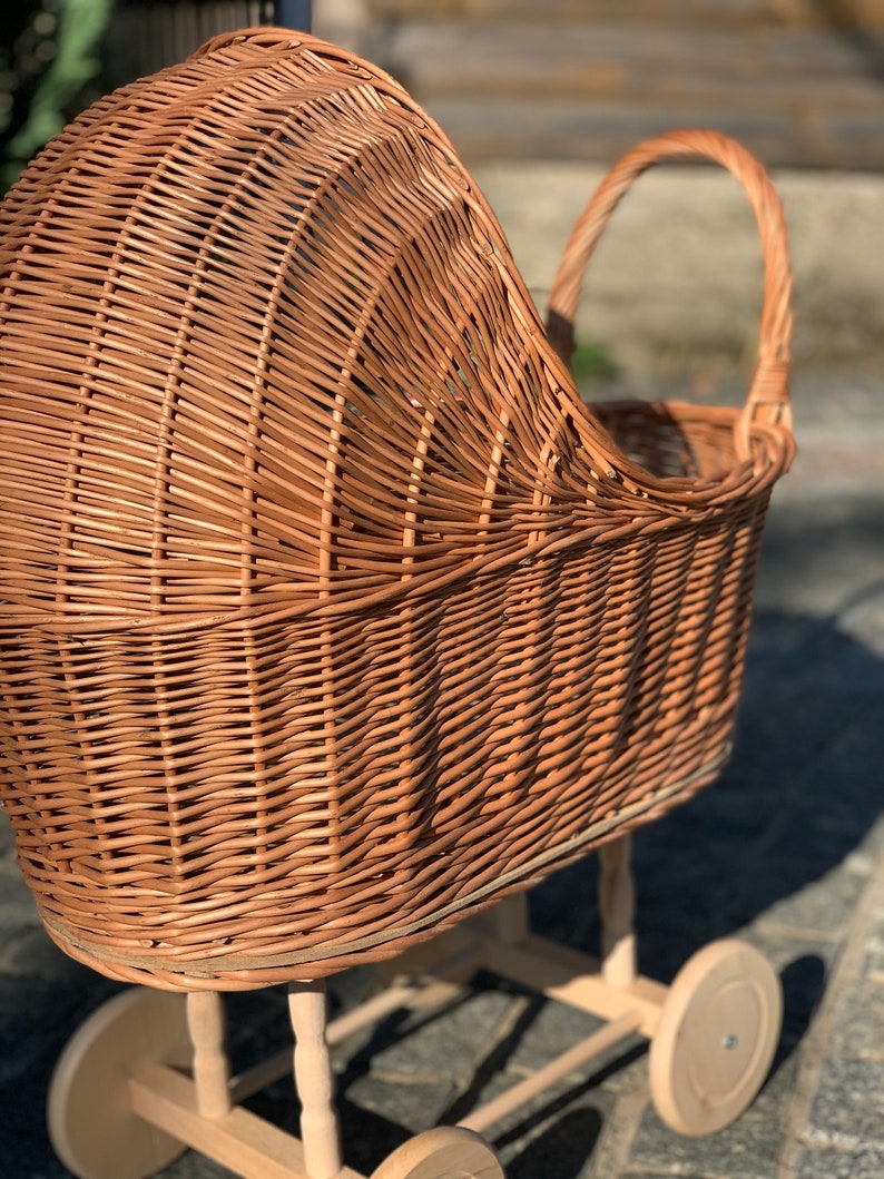 Wicker Baby Carriage, Doll Stroller, Doll Pram, Wicker Doll Stroller, Wicker Doll Pram, Wicker Willow Doll Stroller image 5